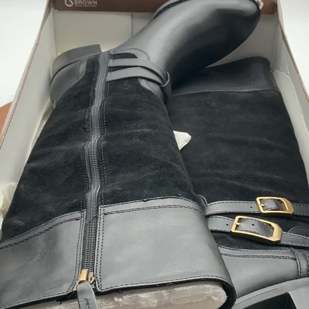 Franco Sarto Womens Lapis Black Knee-High‎ Boots Shoes 6.5 Medium